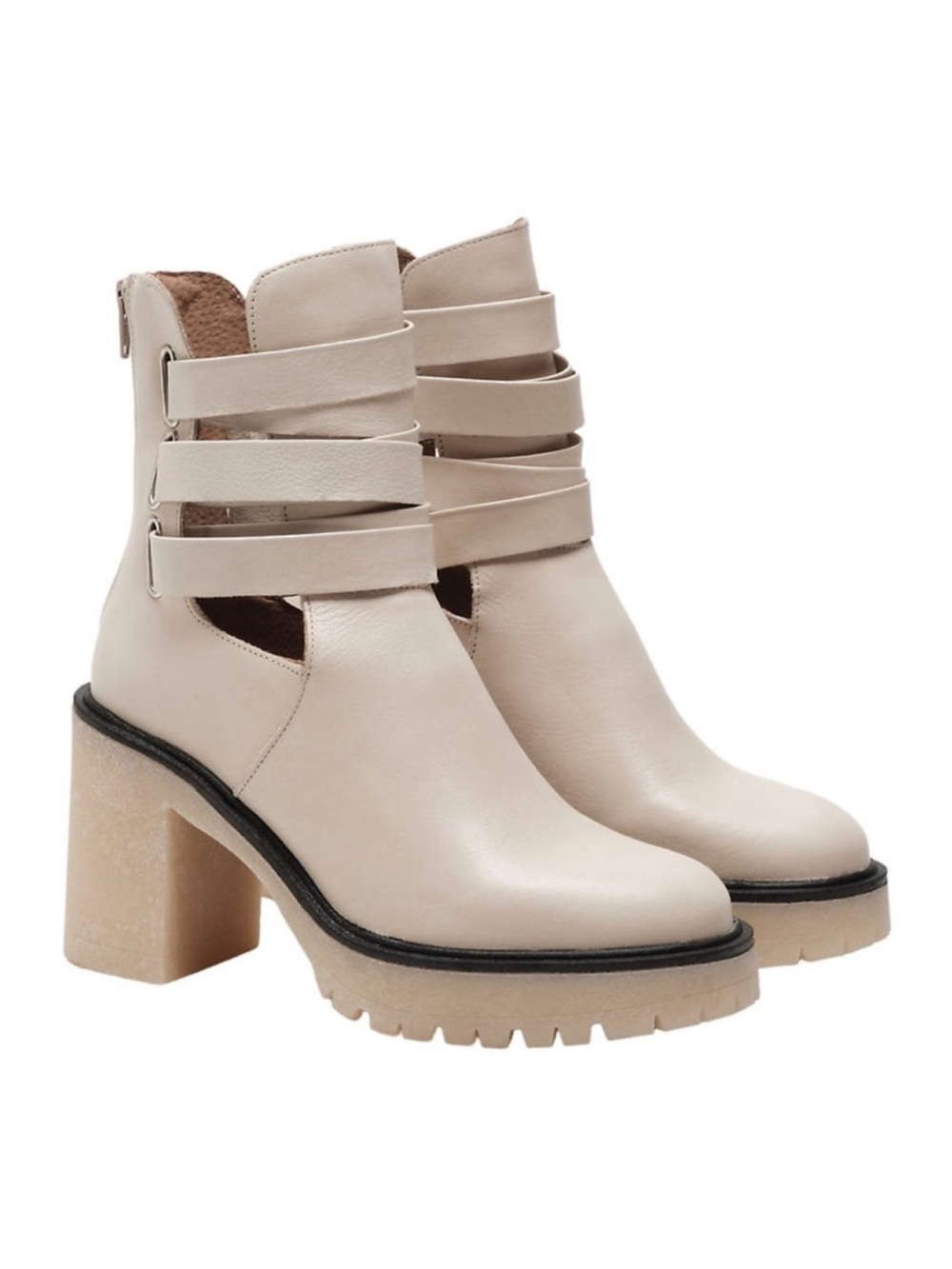 Women’s Cream Strap Platform Ankle Boots Sz 8